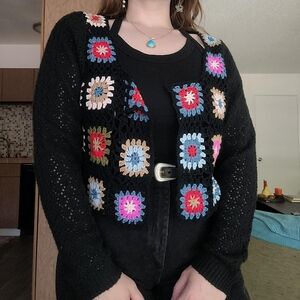 Granny Square Cropped Cardigan
